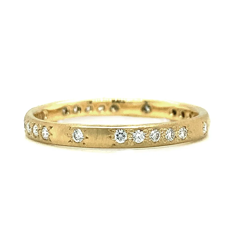 Chic infinity bracelets for women-Diamond & Yellow Gold Patterned Band - "Memories Thin"