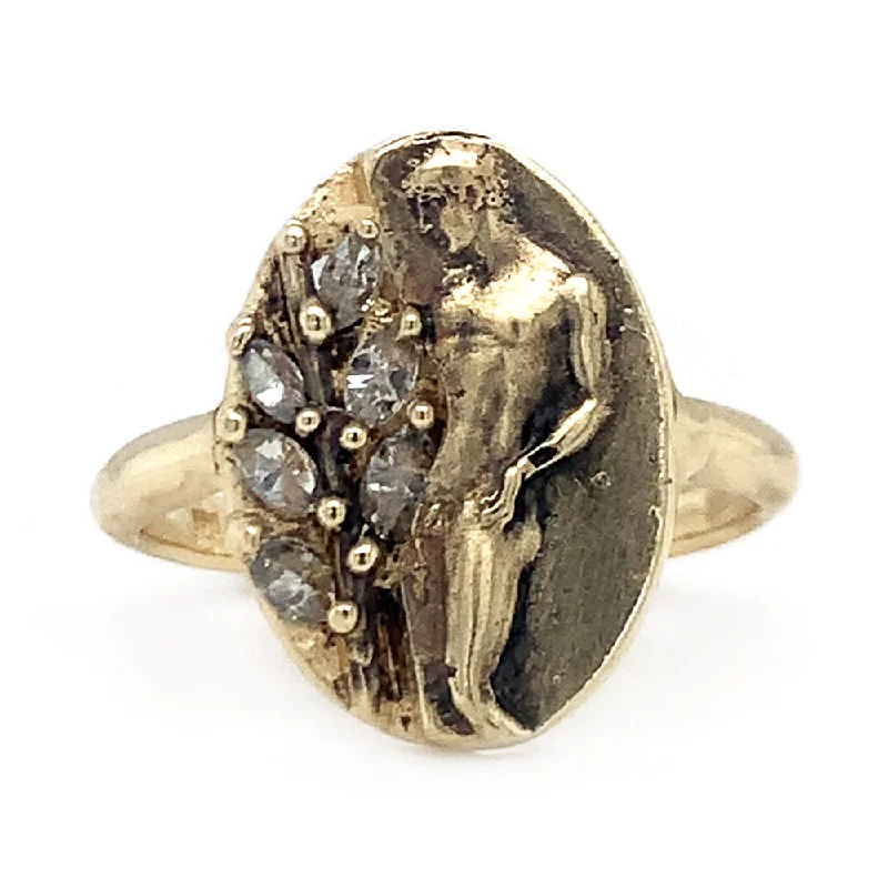 Vintage-inspired pearl rings for women-Grey Marquise Diamond & Yellow Gold Ring - "Antinous"