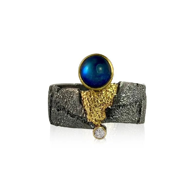 Vintage-inspired charm rings-Narrow San Andreas Band - Opal