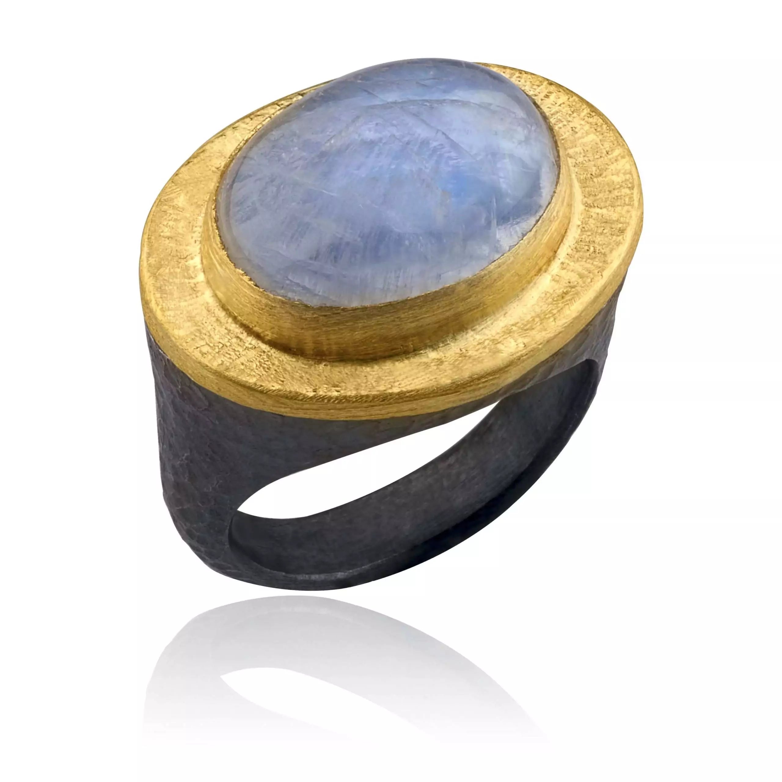 Luxury sapphire earrings for women-Pompei Ring with Rainbow Moonstone