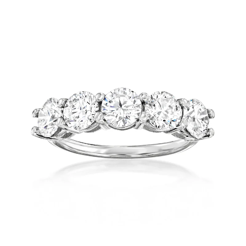 Vintage silver rings for women-Ross-Simons Lab-Grown Diamond 5-Stone Ring in 14kt White Gold