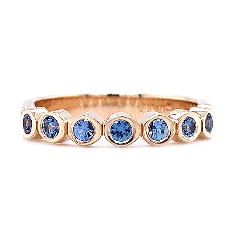 Trendy layered rings for women-Yogo Sapphire & Yellow Gold Band  - "Sweet Home Montana"