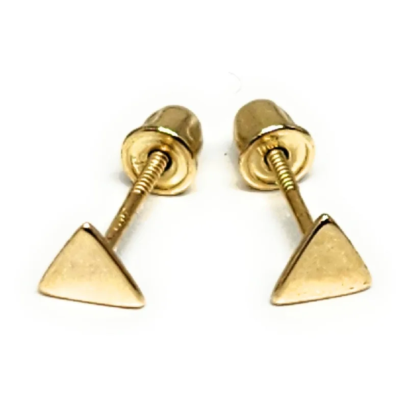 Trendy birthstone rings for women-10k Solid Gold TRIANGLES MINI DAINTY Stud Earrings (FCE 25)