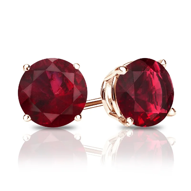 Stylish cuff bracelets for women-Auriya 14k Gold 1 1/2ctw Red Ruby Gemstone Stud Earrings