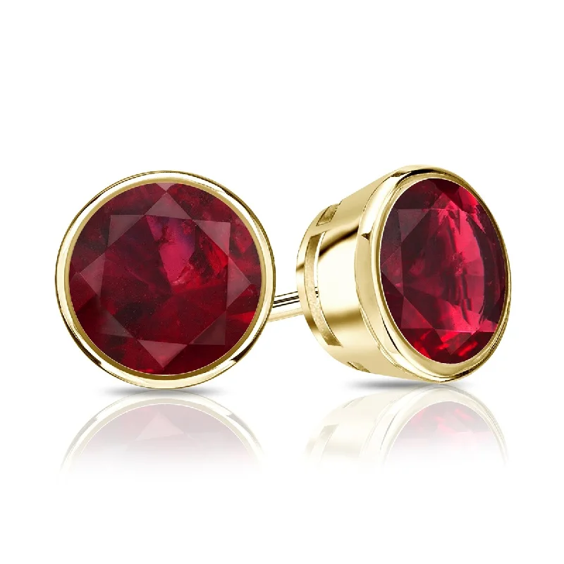 Vintage gold hoop earrings-Auriya 14k Gold 1/3ctw Bezel-set Ruby Gemstone Stud Earrings