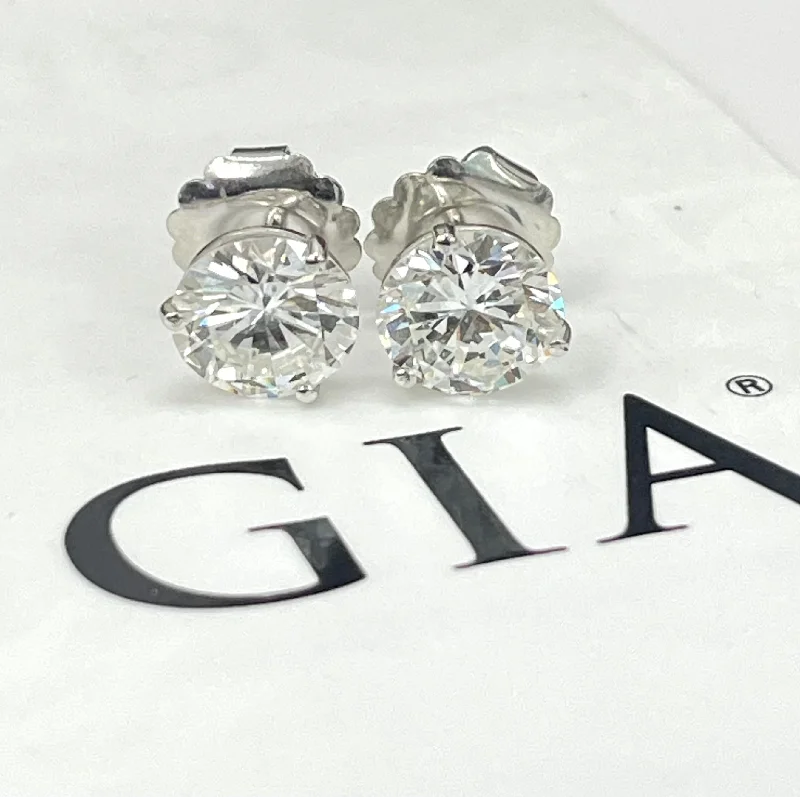 Chic minimalist earrings for women-GIA Certified Solitaire Studs Diamond Earrings 5.14 cts