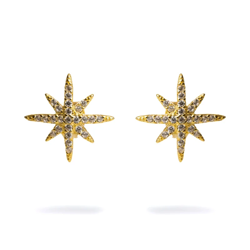 Designer gold necklaces for women-Guidance North Star Gold & Diamond Stud Earrings