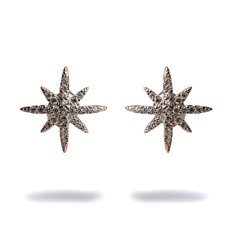 Vintage-inspired brooches for women-Guidance North Star Sterling Silver & Diamond Stud Earrings