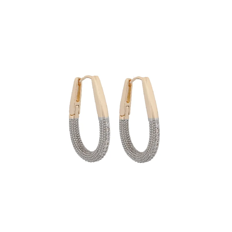 Chic stacking bracelets for women-Pave Diamonds Gold Hoop Mid Size Earrings