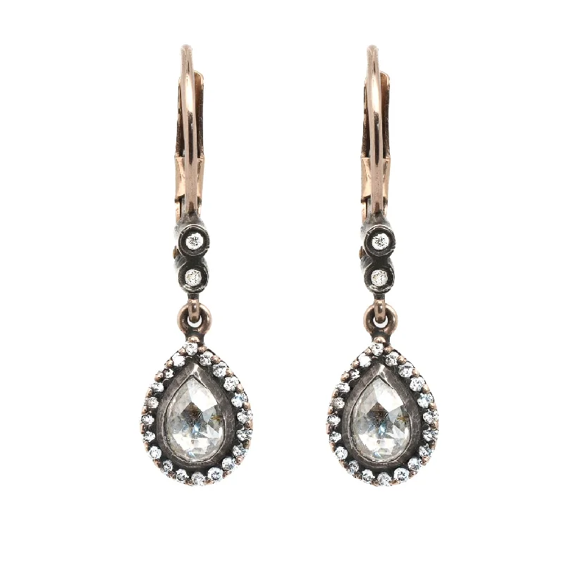 Trendy geometric earrings for women-Pear Shaped Diamond Earrings