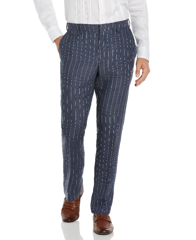 Stylish peacoats for winter-Pinstripe Linen Pant