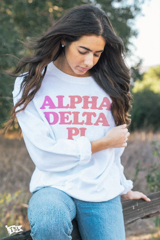 Vintage floral skirts for women-Alpha Delta Pi Gradient Crewneck