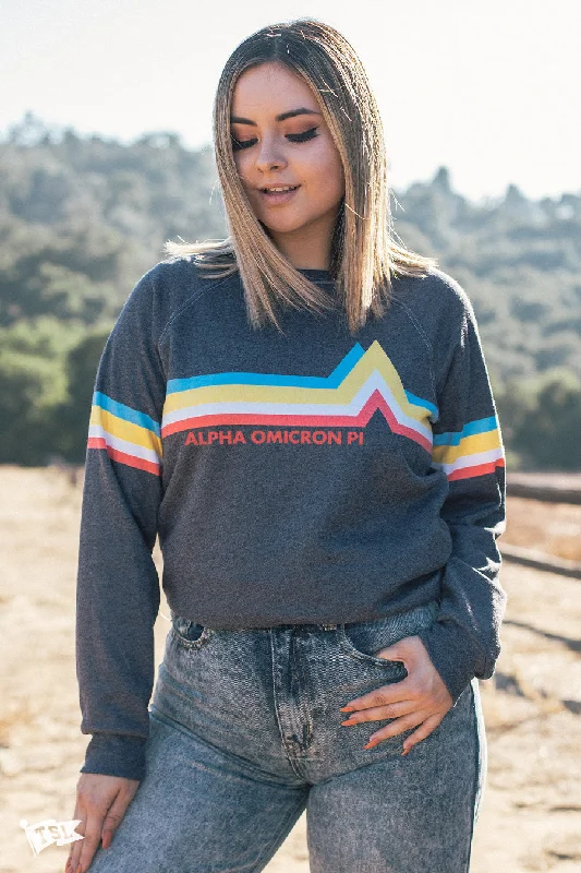 Soft cashmere sweaters for winter-Alpha Omicron Pi Aspen Raglan Crewneck