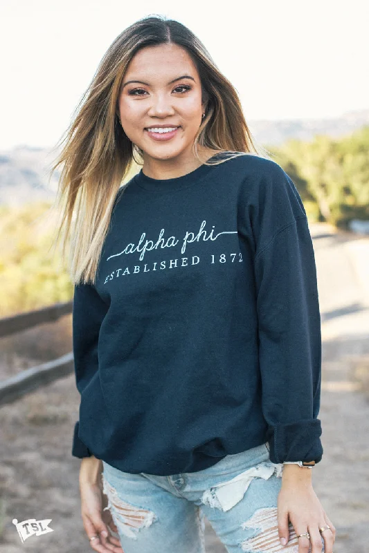 Casual crop tops for women-Alpha Phi Signature Crewneck