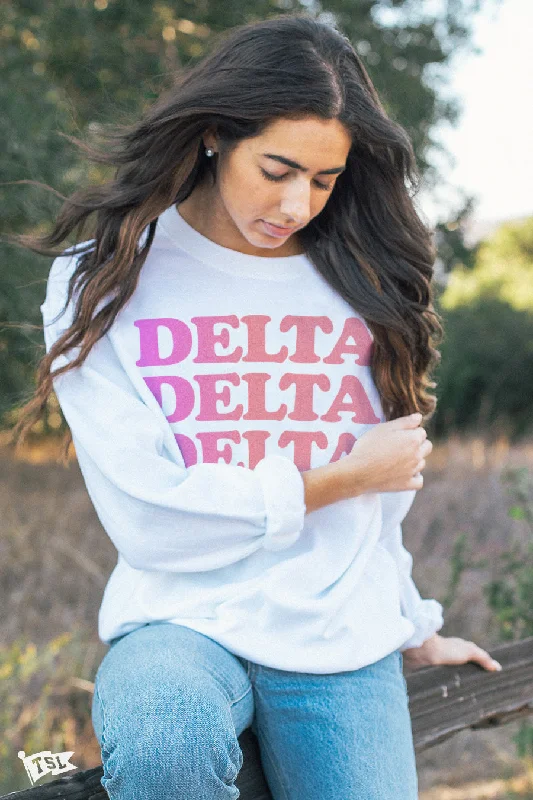 Trendy oversized hoodies for women-Delta Delta Delta Gradient Crewneck