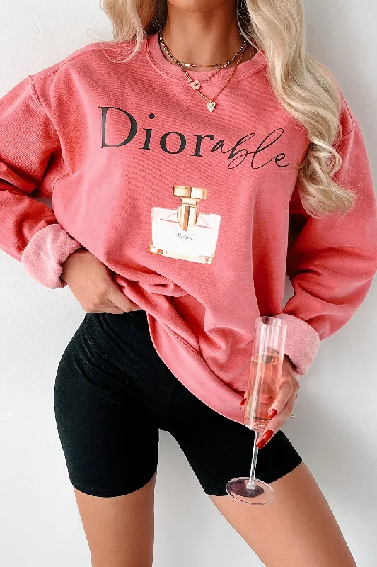 High-waisted leggings for workouts-"Diorable" Parody Perfume Graphic Crewneck (Watermelon) - Print On Demand