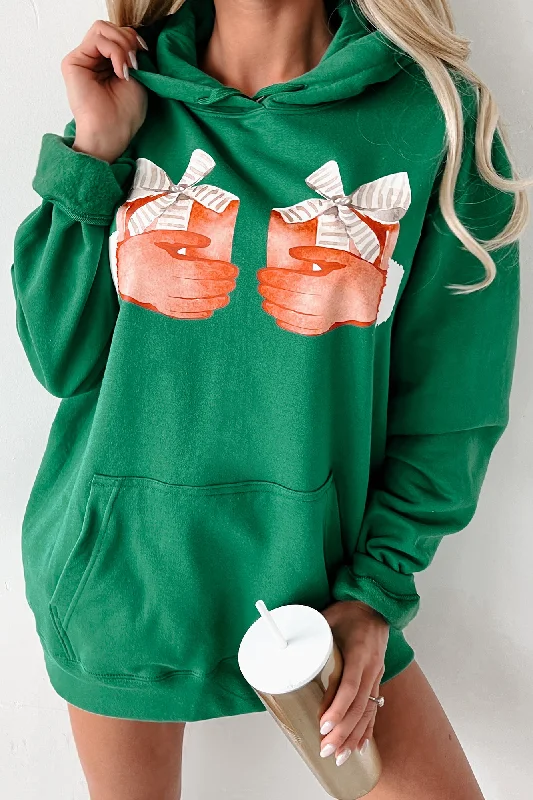 Affordable activewear sets for women-"Santa's Gifts" Graphic Hoodie (Athletic Green) - Print On Demand