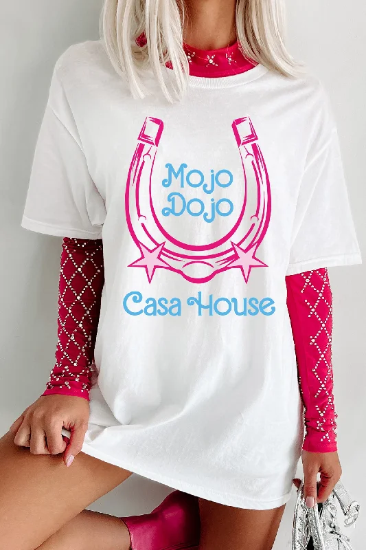 Designer evening dresses with sequins-"Mojo Dojo Casa House" Graphic - Multiple Shirt Options (White) - Print On Demand