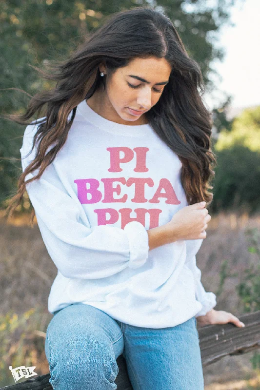 High-waisted leggings for workouts-Pi Beta Phi Gradient Crewneck