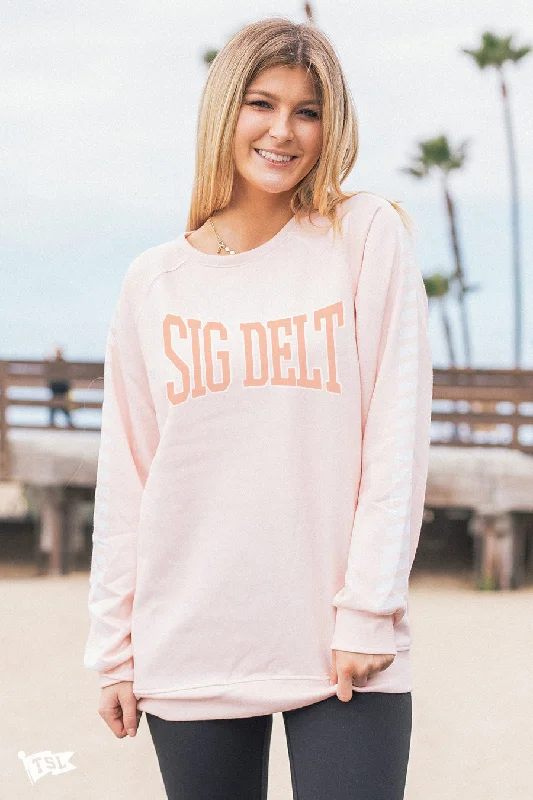 Chic jumpsuits for party wear-Sigma Delta Tau Knockout Raglan Crewneck