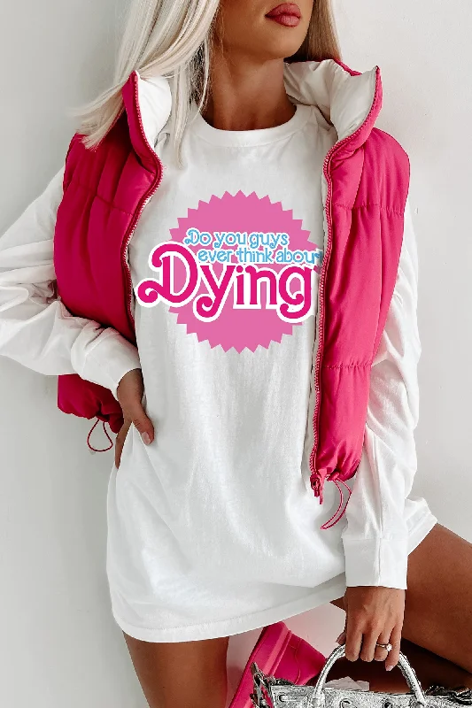 Soft velvet dresses for winter-"Think About Dying" Graphic - Multiple Shirt Options (White) - Print On Demand