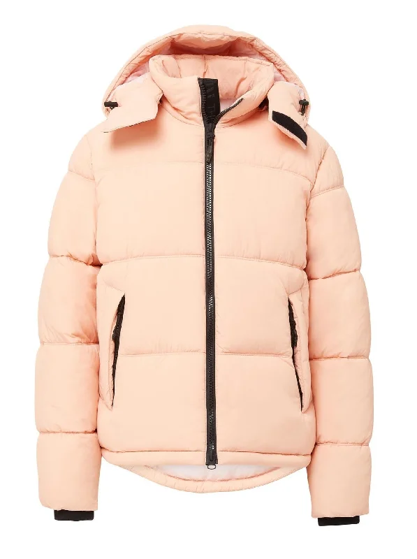 Casual summer dresses for women-Hooded Puffer - Coral Pink