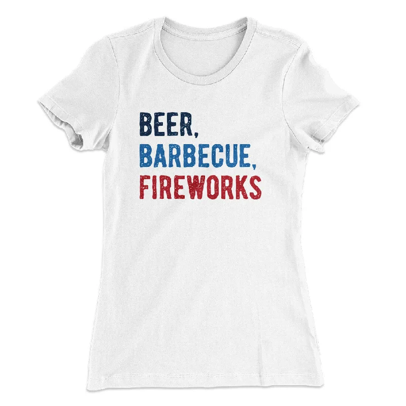 Luxury cashmere cardigans for women-Beer, Barbecue, Fireworks Women's T-Shirt