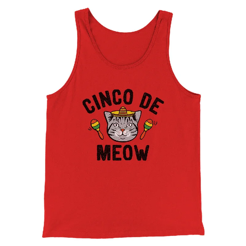 Chic leather skirts for women-Cinco De Meow Men/Unisex Tank Top