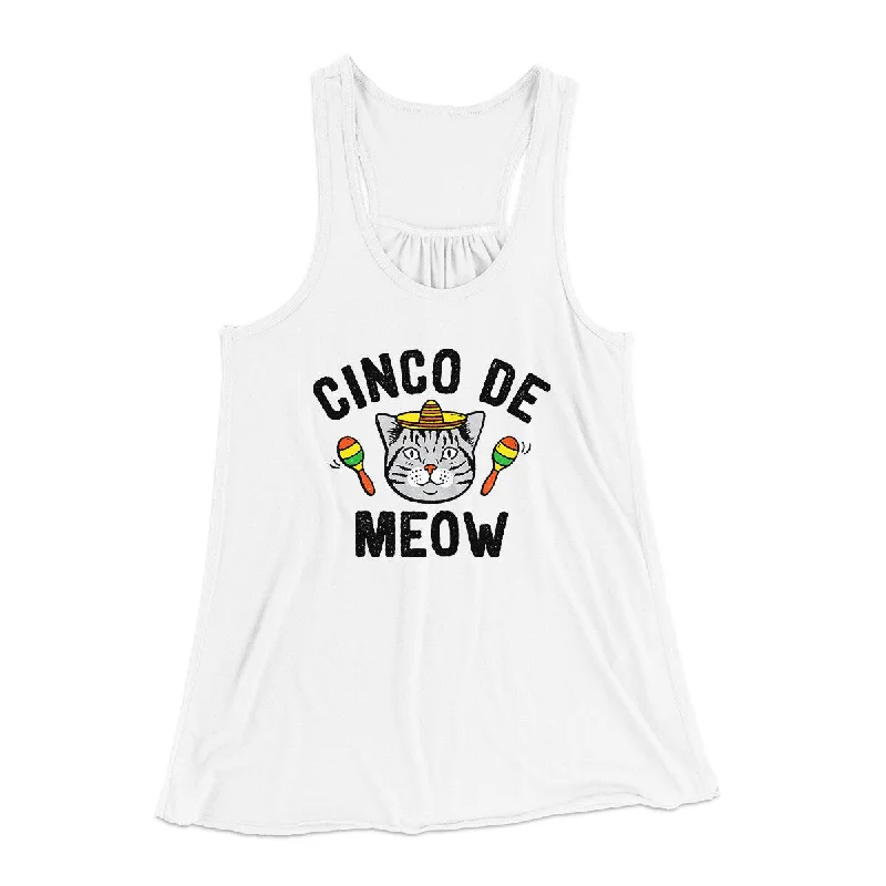 Elegant cocktail gowns for events-Cinco De Meow Women's Flowey Racerback Tank Top