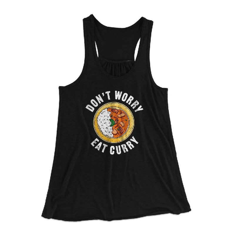 Trendy oversized sweaters for fall-Don't Worry Eat Curry Women's Flowey Tank Top