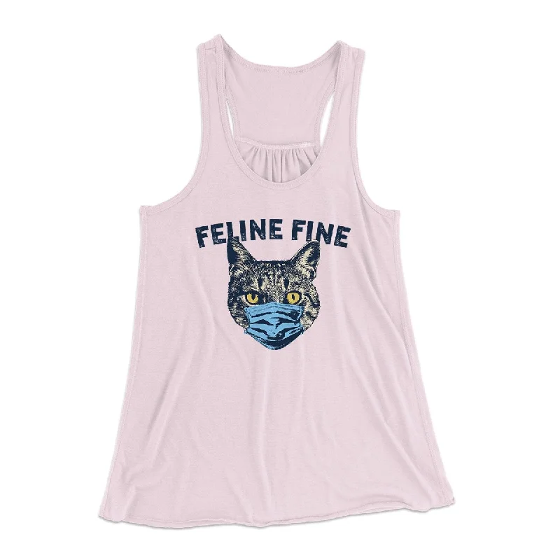 Boho peasant tops for women-Feline Fine Women's Flowey Tank Top