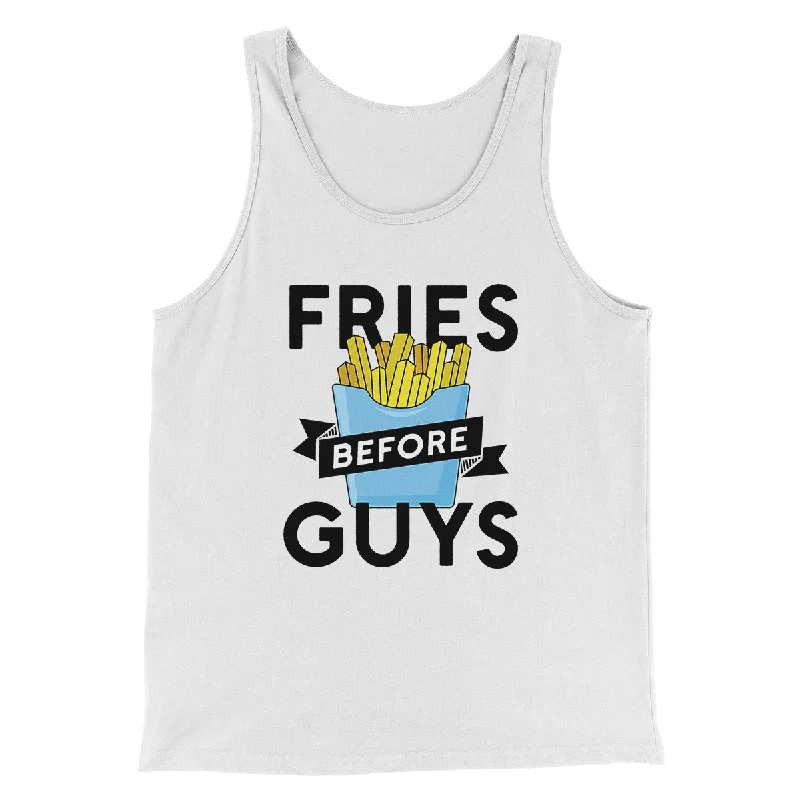 Designer satin dresses for women-Fries Before Guys Funny Men/Unisex Tank Top