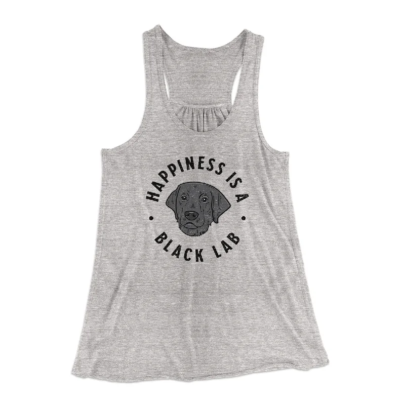 High-quality tights for women-Happiness Is A Black Lab Women's Flowey Racerback Tank Top