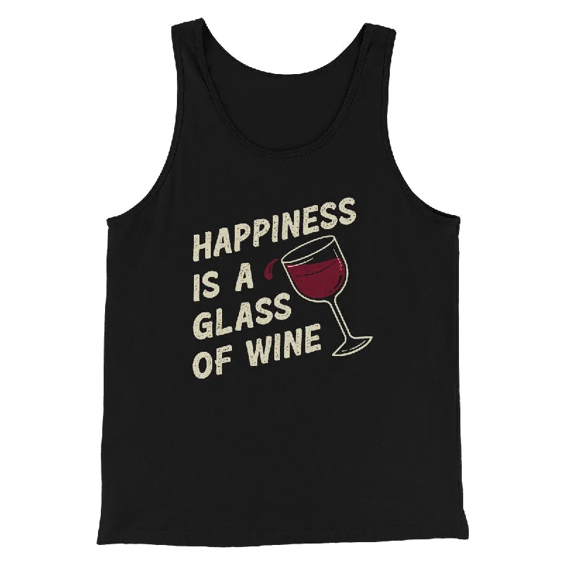 Chic jumpsuits for party wear-Happiness Is A Glass Of Wine Men/Unisex Tank Top