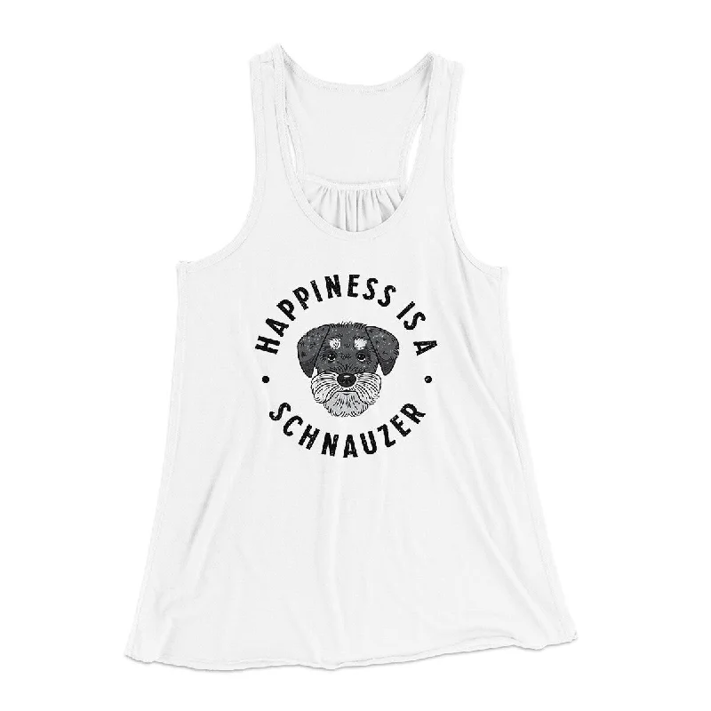 Boho maxi skirts for summer-Happiness Is A Schnauzer Women's Flowey Racerback Tank Top