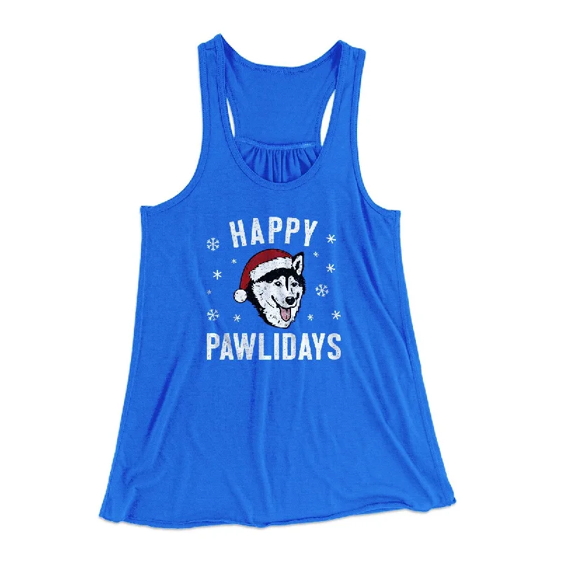 Soft flannel shirts for women-Happy Pawlidays Women's Flowey Racerback Tank Top