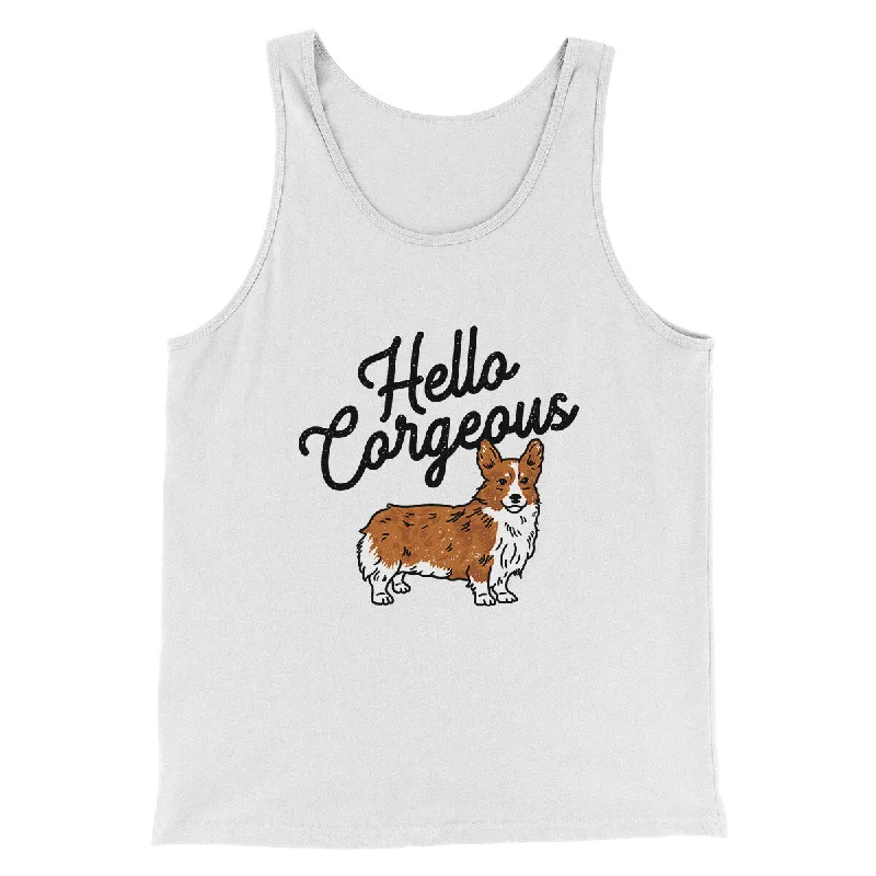 Trendy off-shoulder tops for summer-Hello Corgeous Men/Unisex Tank Top