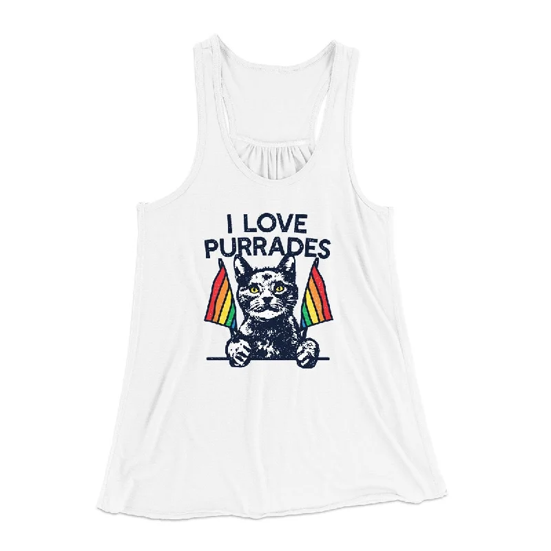 Stylish raincoats for rainy days-I Love Purrades Women's Flowey Tank Top