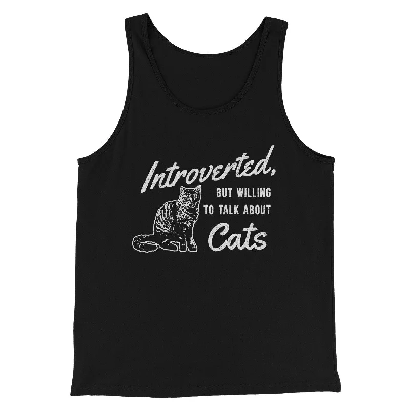 Designer tailored pants for women-Introverted But Willing To Talk About Cats Men/Unisex Tank Top