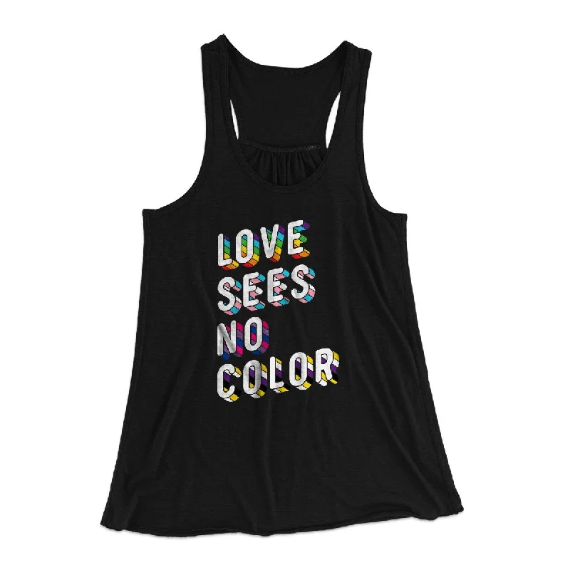 Boho tunics for women-Love Sees No Color Women's Flowey Tank Top