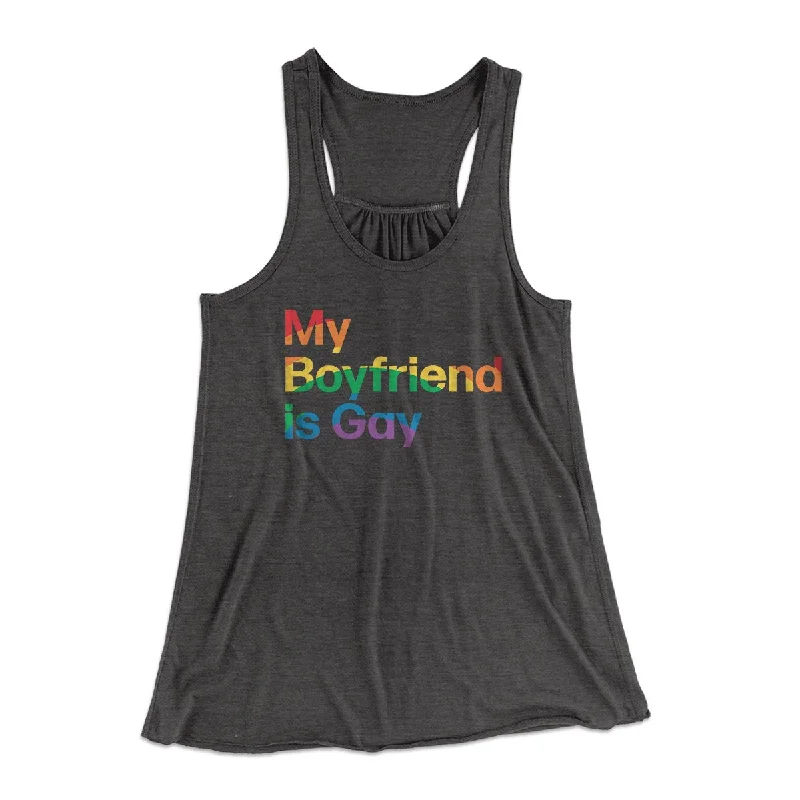 Casual tank tops for summer-My Boyfriend Is Gay Women's Flowey Tank Top