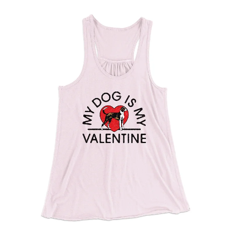 Affordable activewear for women-My Dog Is My Valentine Women's Flowey Racerback Tank Top