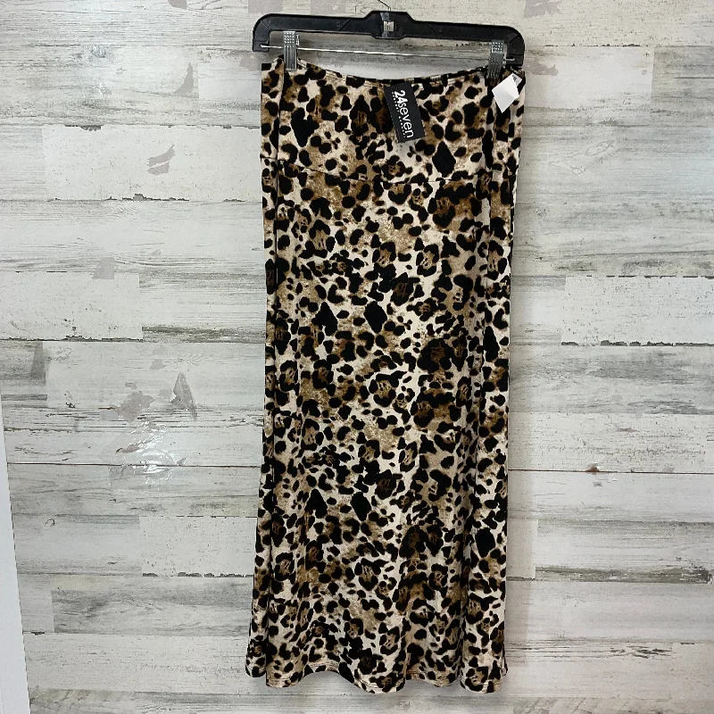 Soft cotton dresses for daily wear-Skirt Midi By 24/7 In Animal Print, Size: Xl