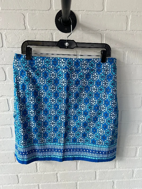 Cozy knit sweaters for winter-Skirt Mini & Short By Talbots In Blue & White, Size: 10p