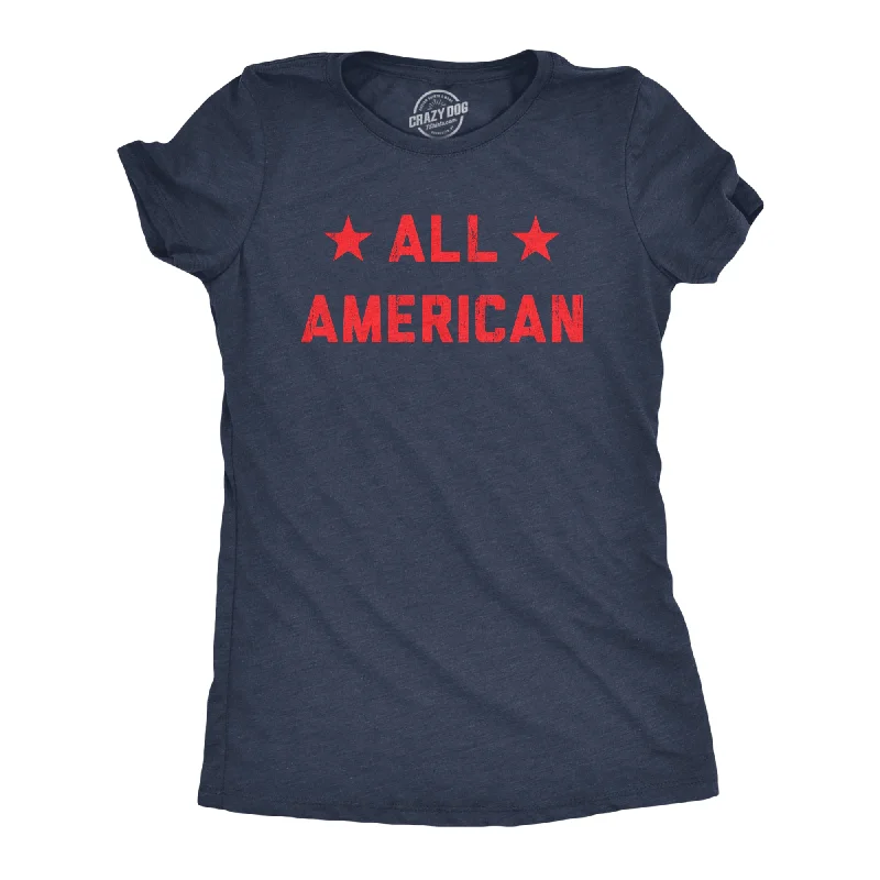 Elegant evening gowns for women-Womens All American T Shirt Funny Cool Patriotic Fourth Of July Party Text Graphic Tee For Ladies