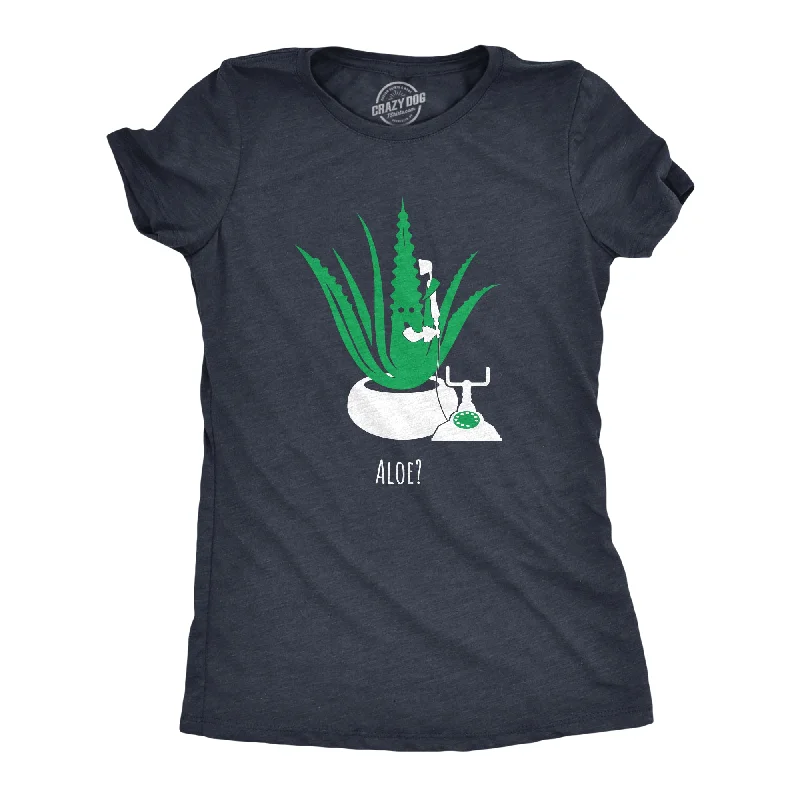 Trendy oversized sweaters for fall-Womens Aloe Phone Call T Shirt Funny Sarcastic Plant Greeting Graphic Novelty Tee For Ladies