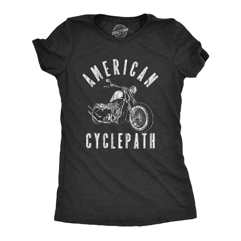 Soft cotton pajamas for women-Womens American Cyclepath T Shirt Funny Insane Motorcycle Riding Tee For Ladies