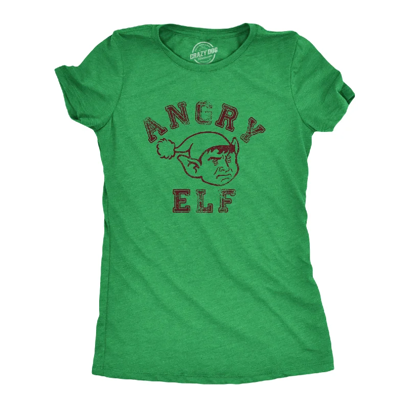 Stylish peacoats for winter-Womens Angry Elf T Shirt Funny Xmas Party Pissed Off Elves Santas Helpers Tee For Ladies