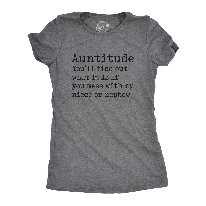 Affordable winter coats for women-Womens Auntitude T Shirt Funny Best Aunt Attitude Definition Tee For Ladies