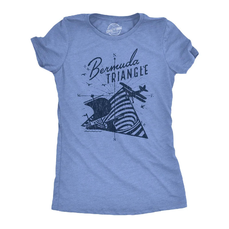 Casual tank tops for summer-Womens Bermuda Triangle T Shirt Funny Vintage Retro Graphic Novelty Tee For Men